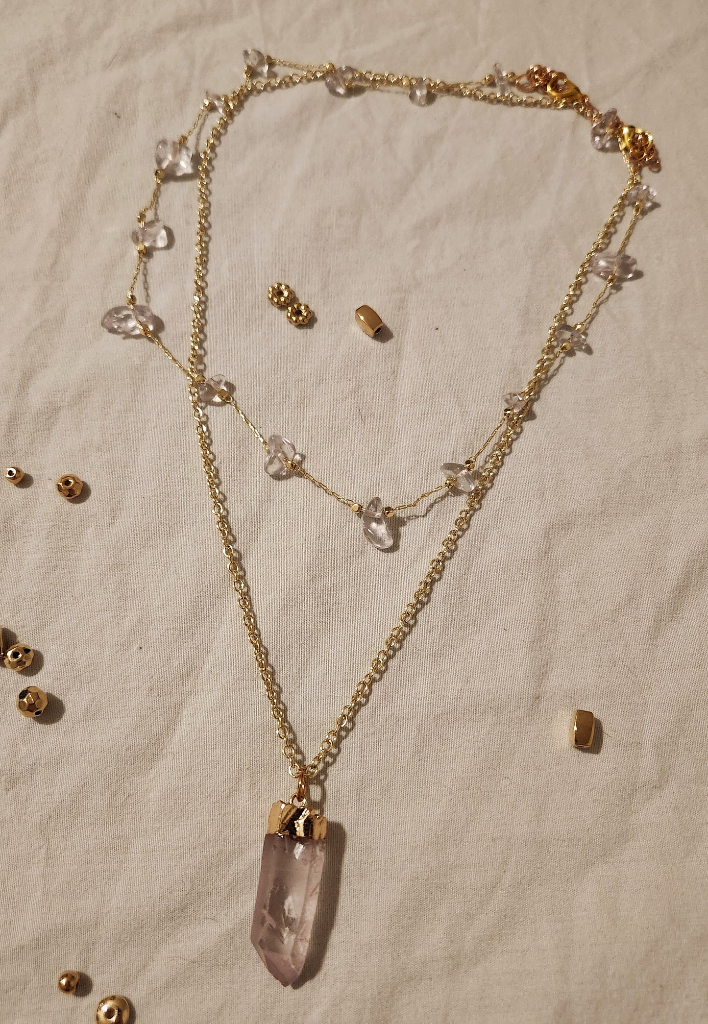 Crystal and Gold Chain Necklace Set