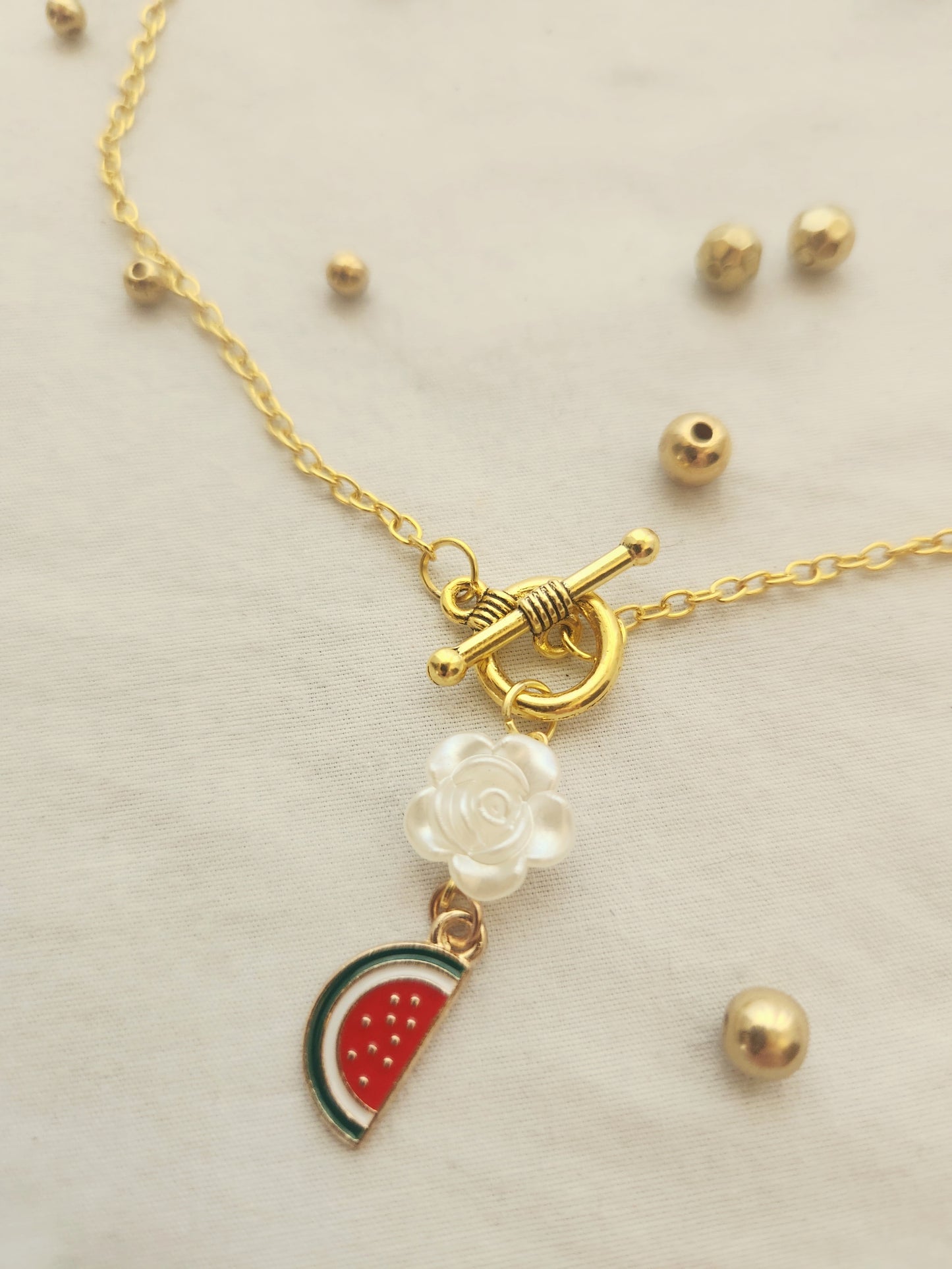 Rose and Watermelon Necklace